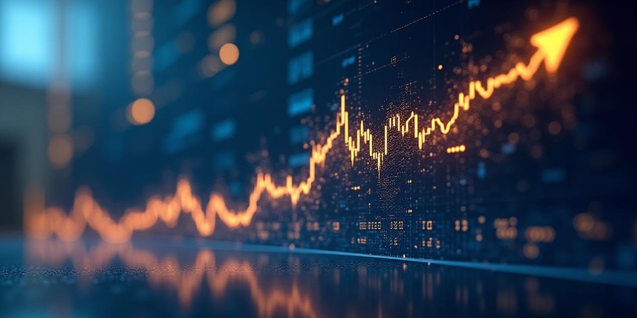 Abstract financial graph showing market movement and data points